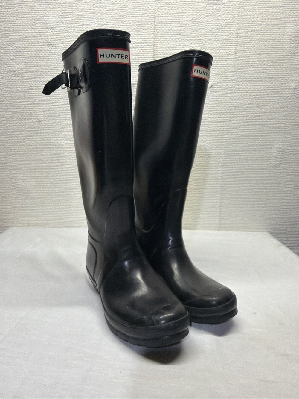 HUNTER Rubber Rain Boots, Original Tall Matte Black. Size US 6